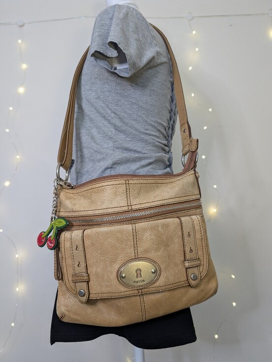 Fossil Handbags - Fossil Beige Tan Leather Shoulder Bag